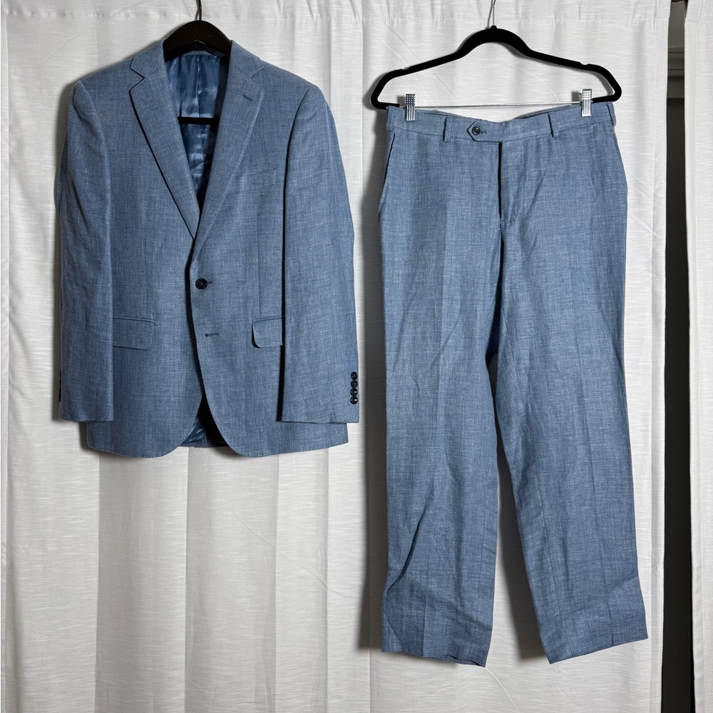 J.Hilburn Light Blue Tailored Men’s Suit – Modern Fit Wedding Business Formal - Picture 3 of 17